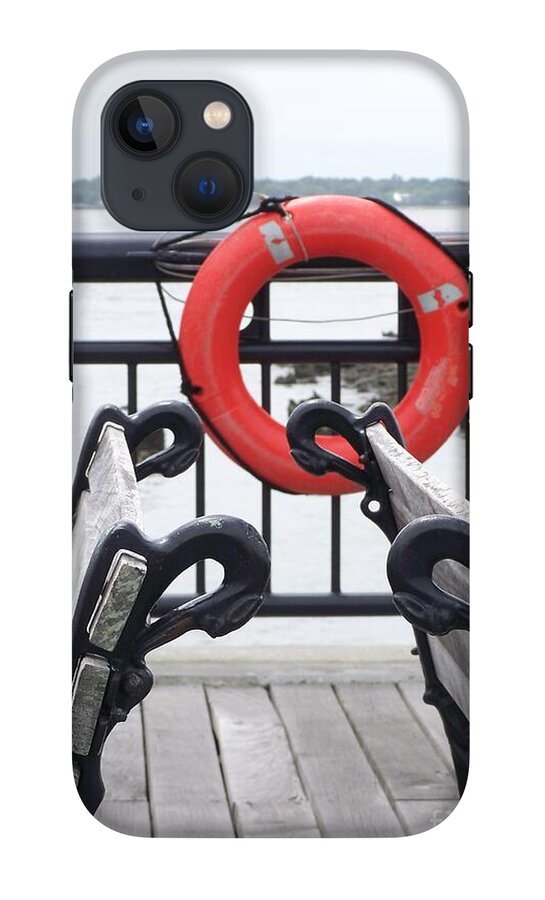 Lifebuoy Overlooking a Calm River - Phone Case