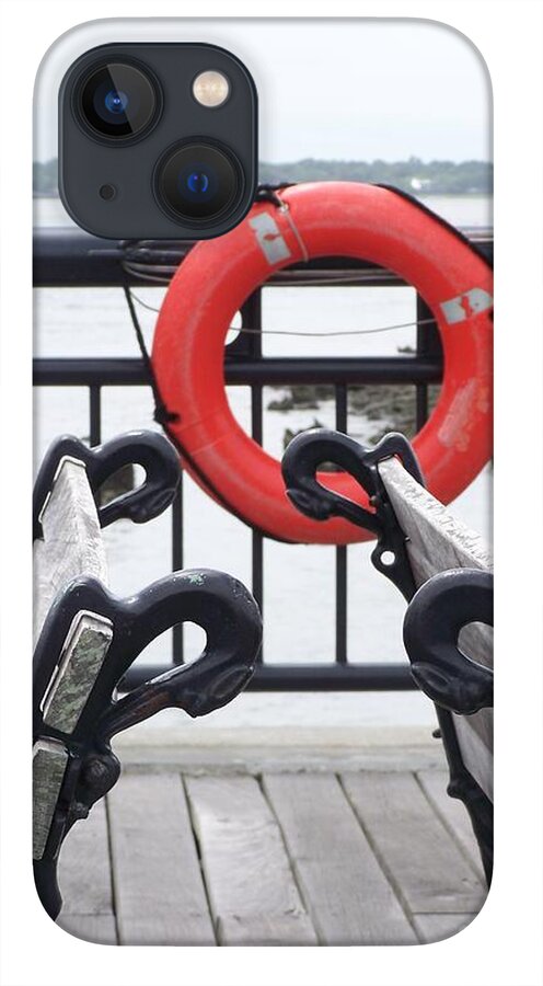 Lifebuoy Overlooking a Calm River - Phone Case