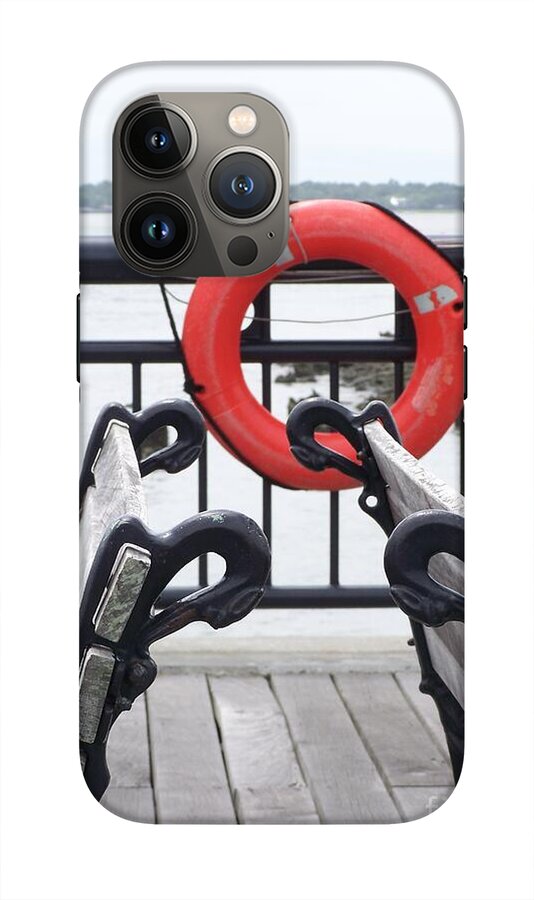 Lifebuoy Overlooking a Calm River - Phone Case