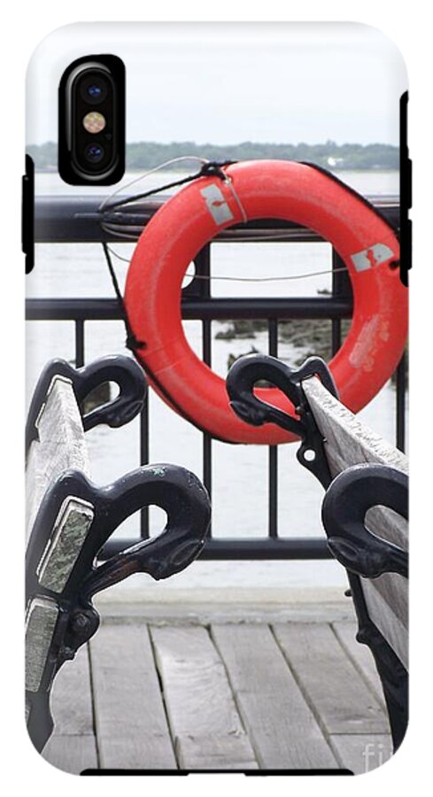 Lifebuoy Overlooking a Calm River - Phone Case