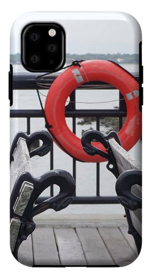 Lifebuoy Overlooking a Calm River - Phone Case