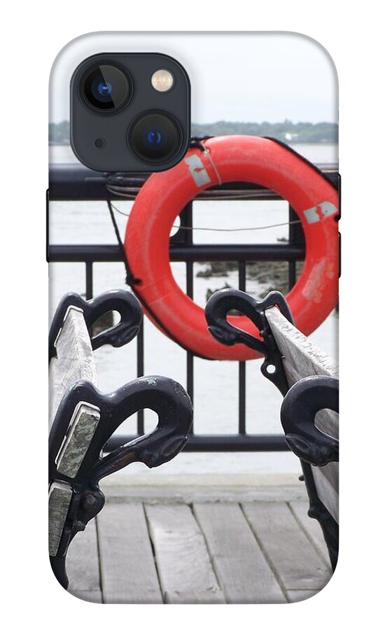 Lifebuoy Overlooking a Calm River - Phone Case