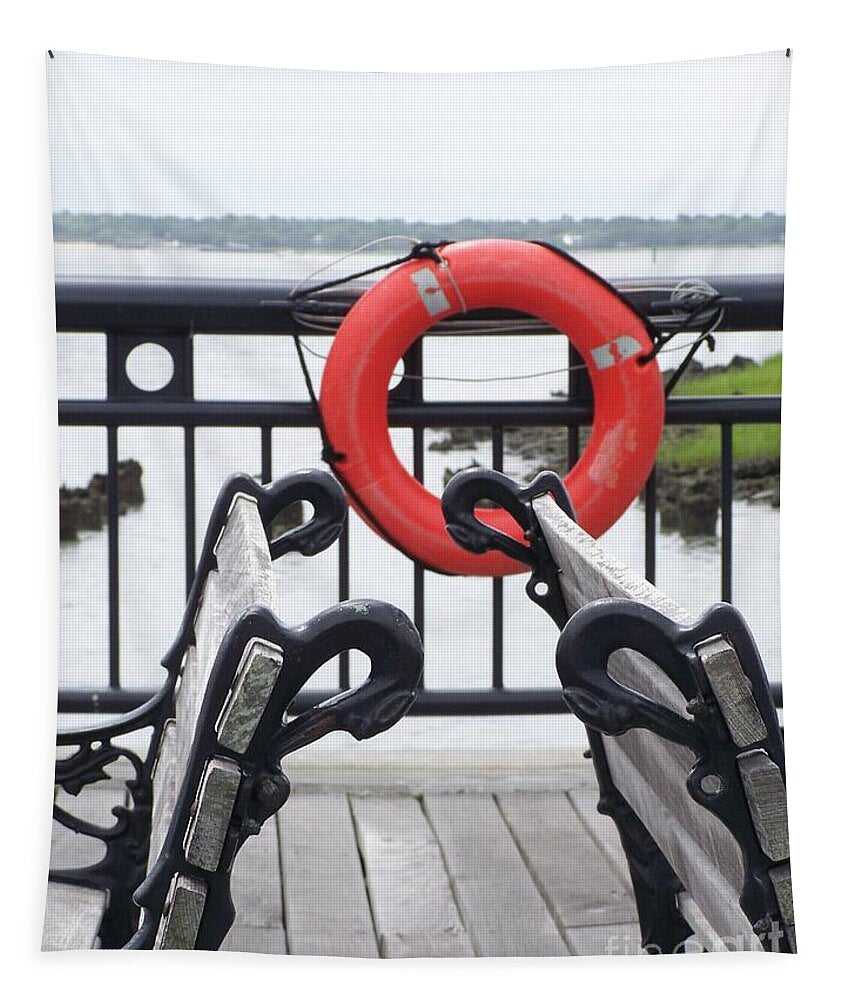 Lifebuoy Overlooking a Calm River - Tapestry