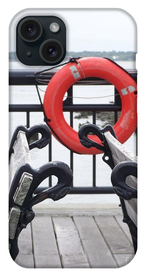 Lifebuoy Overlooking a Calm River - Phone Case