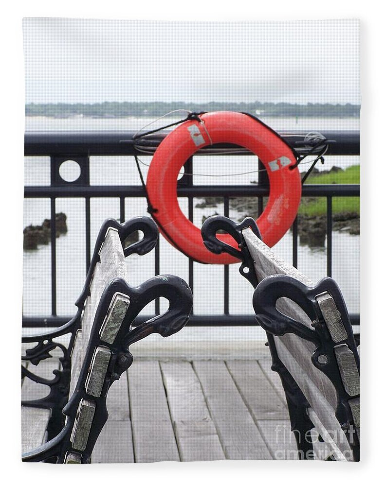 Lifebuoy Overlooking a Calm River - Blanket