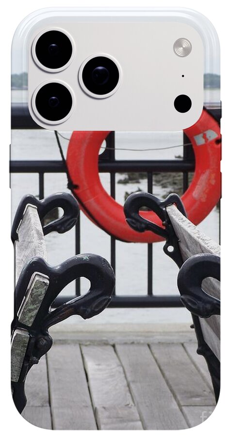 Lifebuoy Overlooking a Calm River - Phone Case