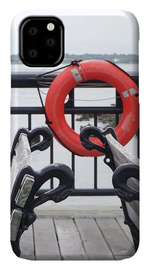 Lifebuoy Overlooking a Calm River - Phone Case