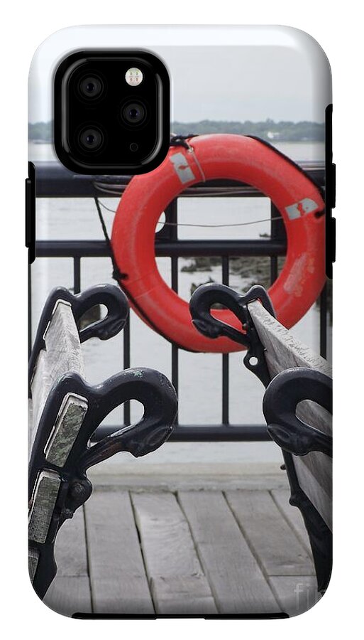 Lifebuoy Overlooking a Calm River - Phone Case