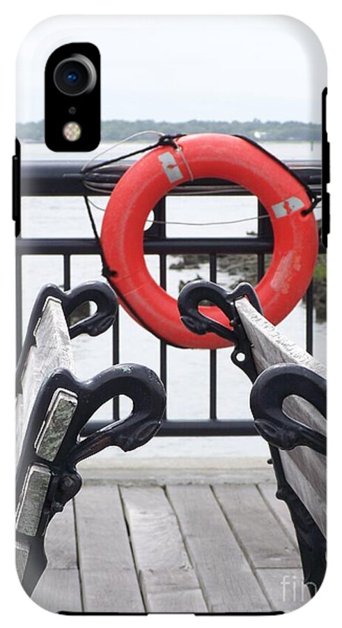 Lifebuoy Overlooking a Calm River - Phone Case
