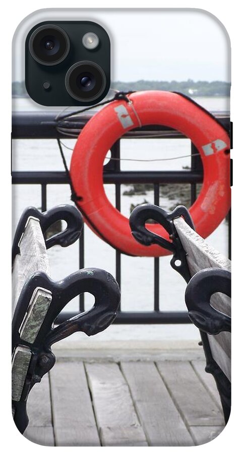 Lifebuoy Overlooking a Calm River - Phone Case