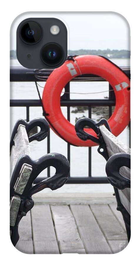 Lifebuoy Overlooking a Calm River - Phone Case