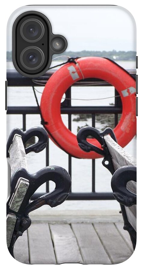 Lifebuoy Overlooking a Calm River - Phone Case