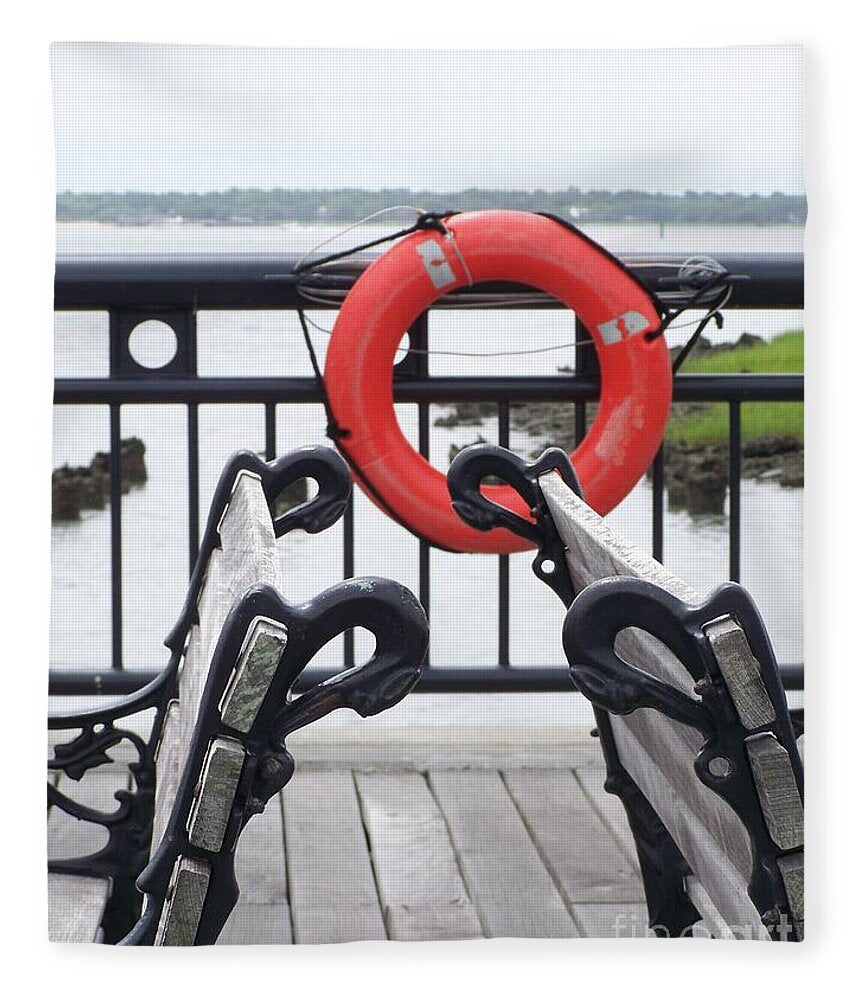 Lifebuoy Overlooking a Calm River - Blanket