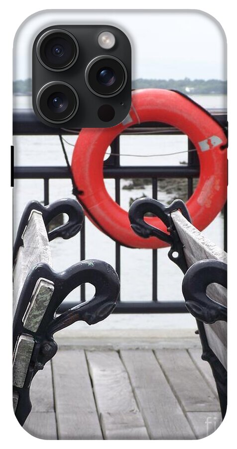 Lifebuoy Overlooking a Calm River - Phone Case