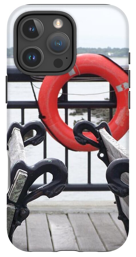 Lifebuoy Overlooking a Calm River - Phone Case