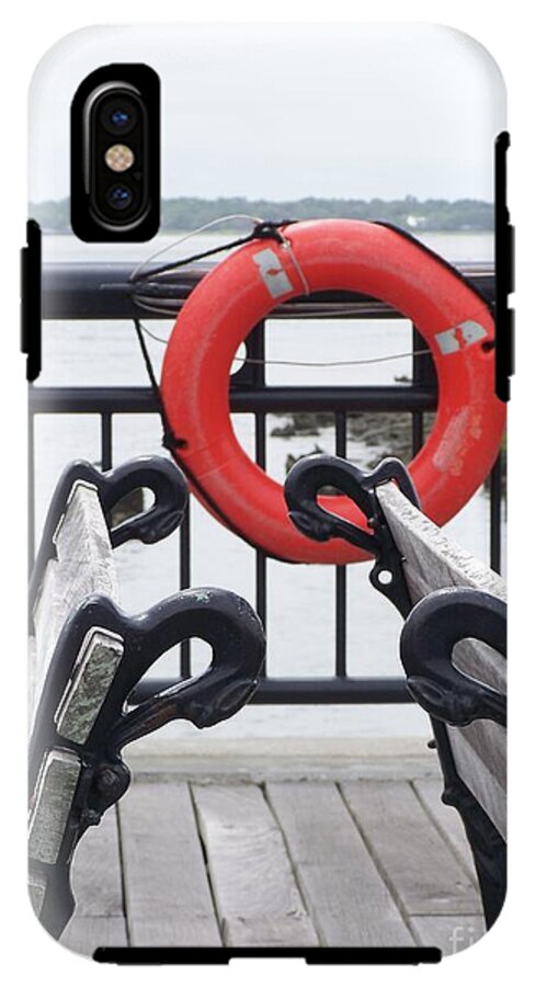 Lifebuoy Overlooking a Calm River - Phone Case