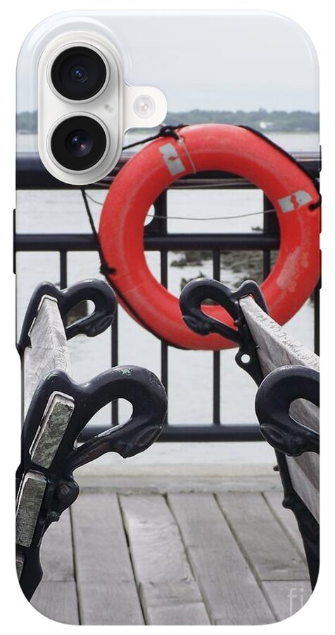 Lifebuoy Overlooking a Calm River - Phone Case