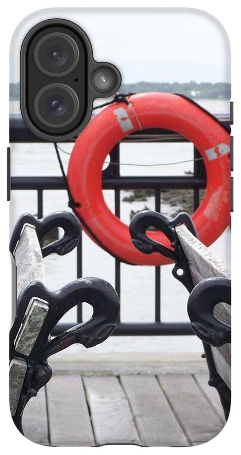 Lifebuoy Overlooking a Calm River - Phone Case