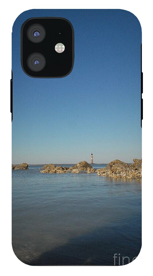 Lighthouse by Rocky Shore - Phone Case