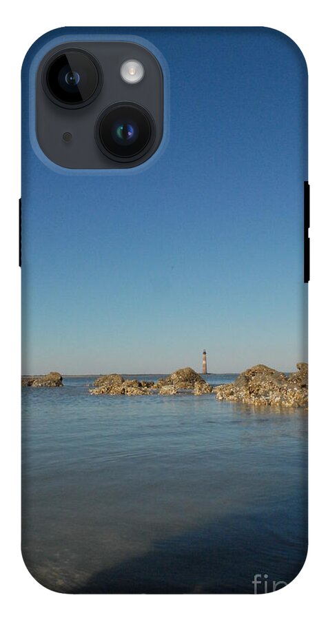 Lighthouse by Rocky Shore - Phone Case