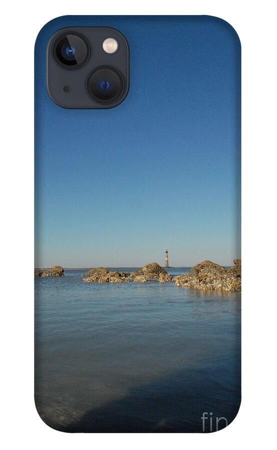 Lighthouse by Rocky Shore - Phone Case