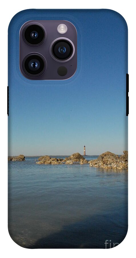 Lighthouse by Rocky Shore - Phone Case