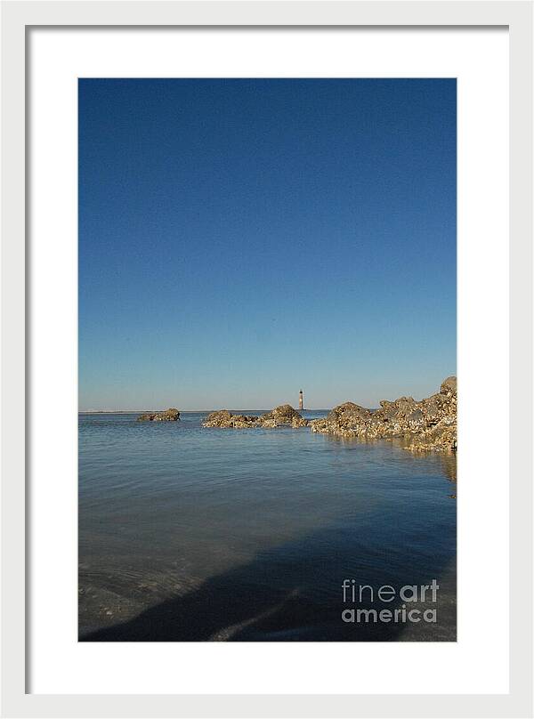 Lighthouse by Rocky Shore - Framed Print