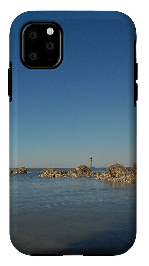 Lighthouse by Rocky Shore - Phone Case