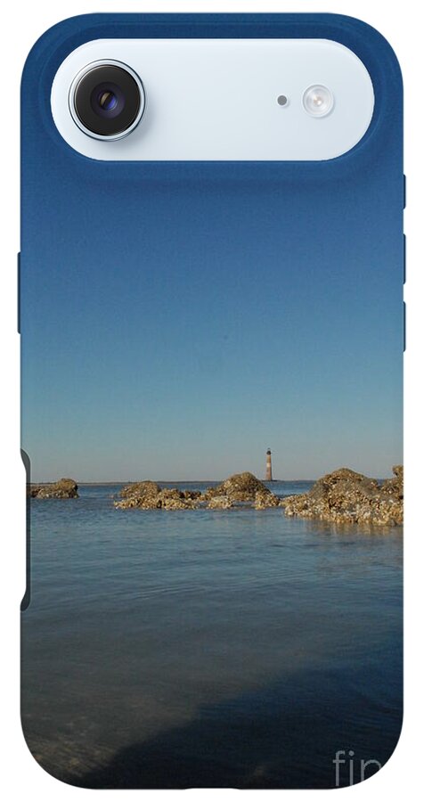 Lighthouse by Rocky Shore - Phone Case