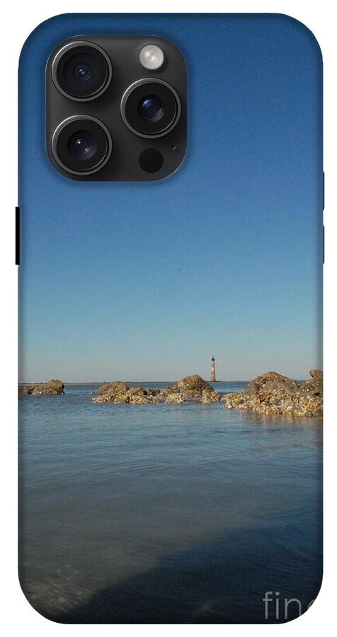 Lighthouse by Rocky Shore - Phone Case