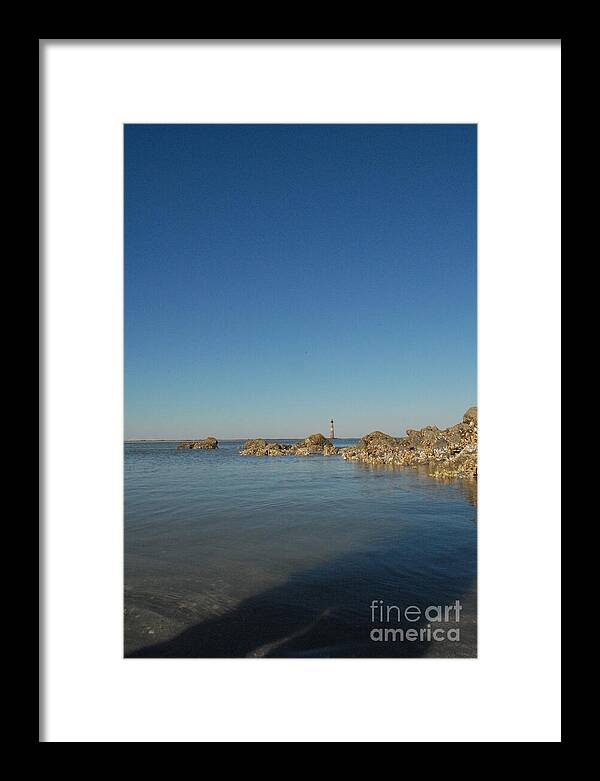 Lighthouse by Rocky Shore - Framed Print