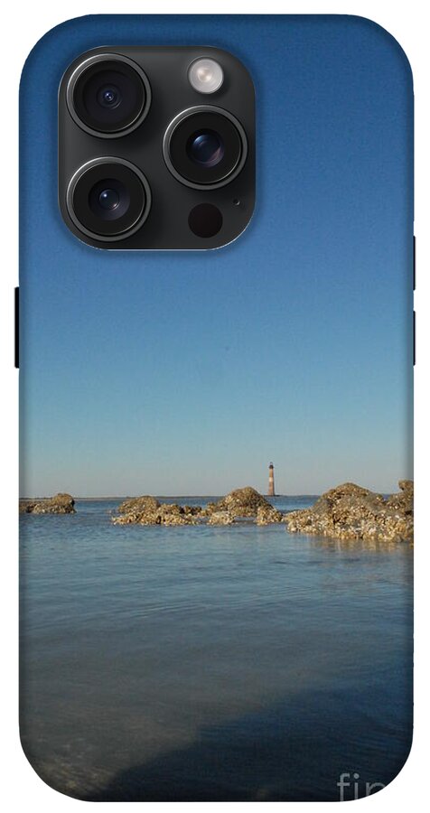 Lighthouse by Rocky Shore - Phone Case