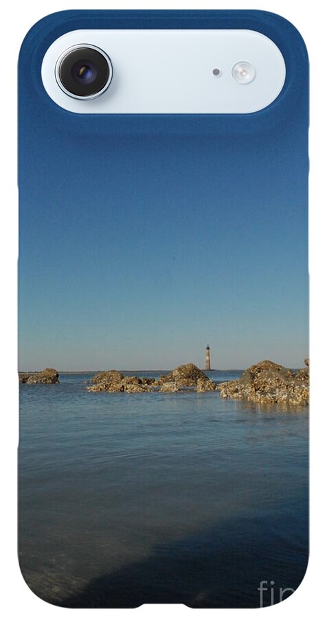 Lighthouse by Rocky Shore - Phone Case