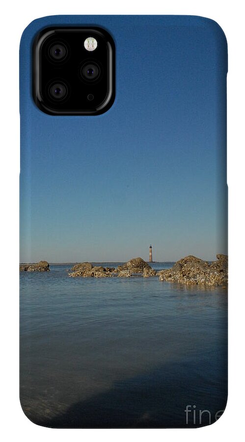 Lighthouse by Rocky Shore - Phone Case