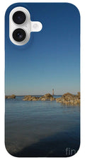Lighthouse by Rocky Shore - Phone Case