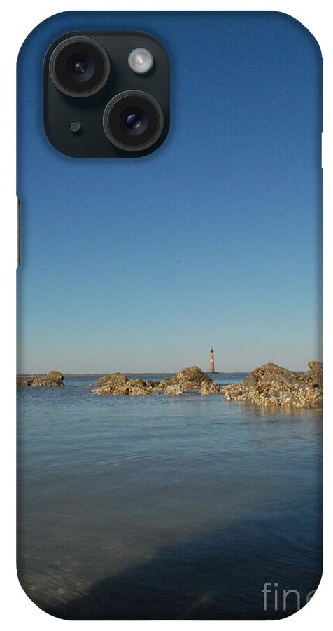 Lighthouse by Rocky Shore - Phone Case