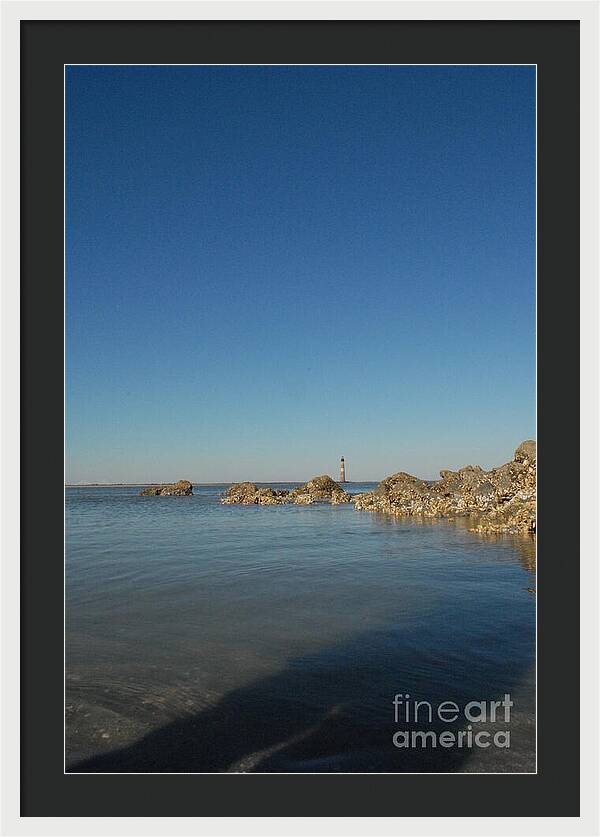 Lighthouse by Rocky Shore - Framed Print