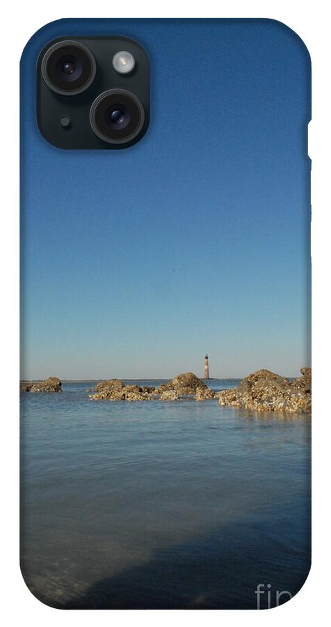 Lighthouse by Rocky Shore - Phone Case