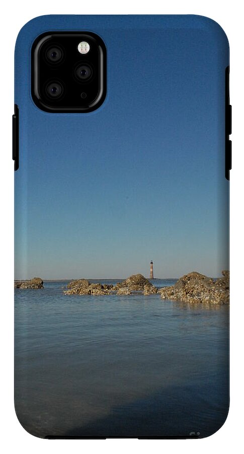Lighthouse by Rocky Shore - Phone Case