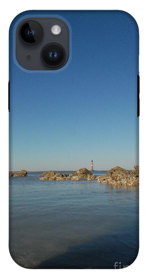 Lighthouse by Rocky Shore - Phone Case