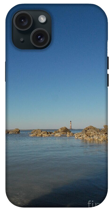 Lighthouse by Rocky Shore - Phone Case