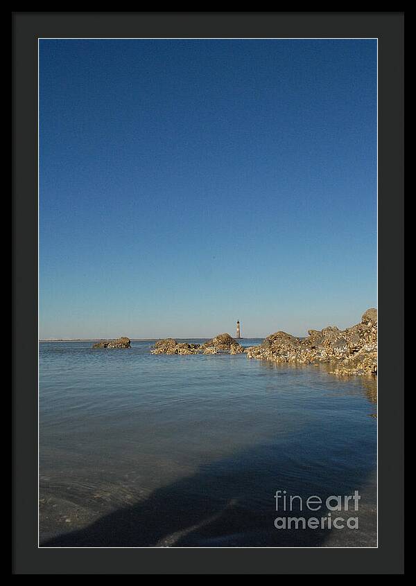 Lighthouse by Rocky Shore - Framed Print