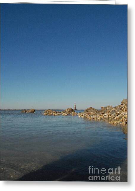 Lighthouse by Rocky Shore - Greeting Card