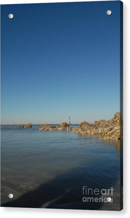Lighthouse by Rocky Shore - Acrylic Print