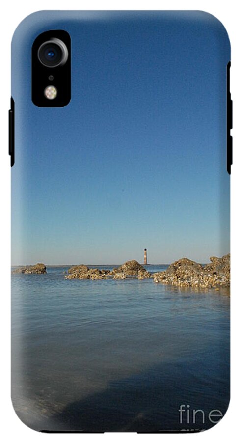 Lighthouse by Rocky Shore - Phone Case