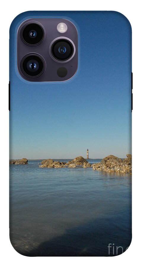 Lighthouse by Rocky Shore - Phone Case