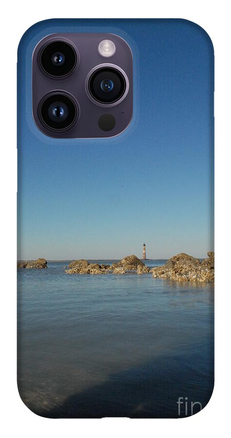 Lighthouse by Rocky Shore - Phone Case