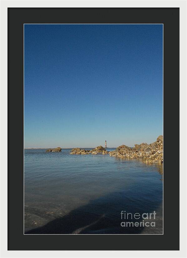 Lighthouse by Rocky Shore - Framed Print