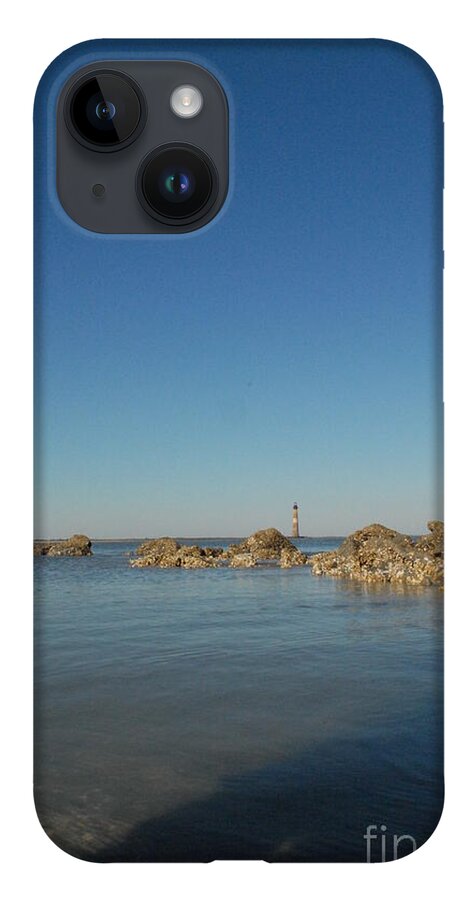 Lighthouse by Rocky Shore - Phone Case