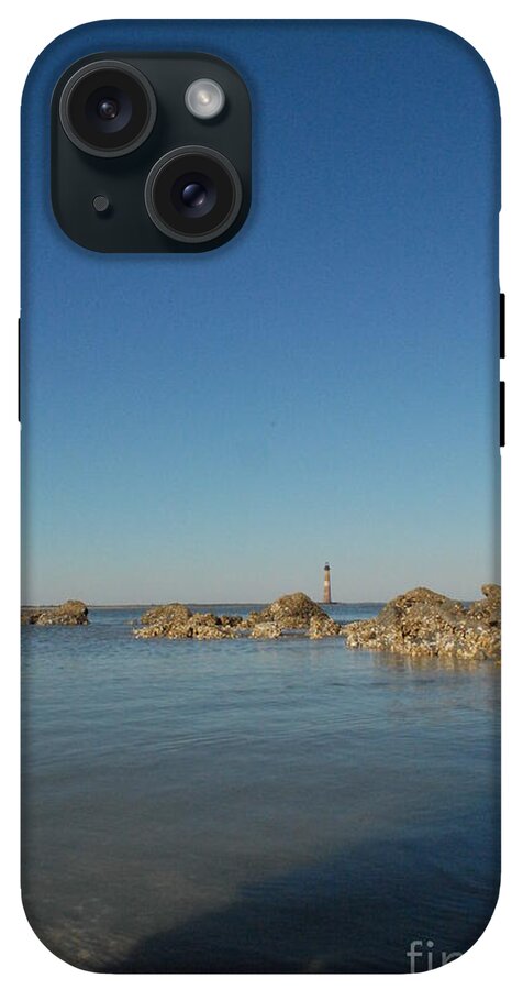 Lighthouse by Rocky Shore - Phone Case